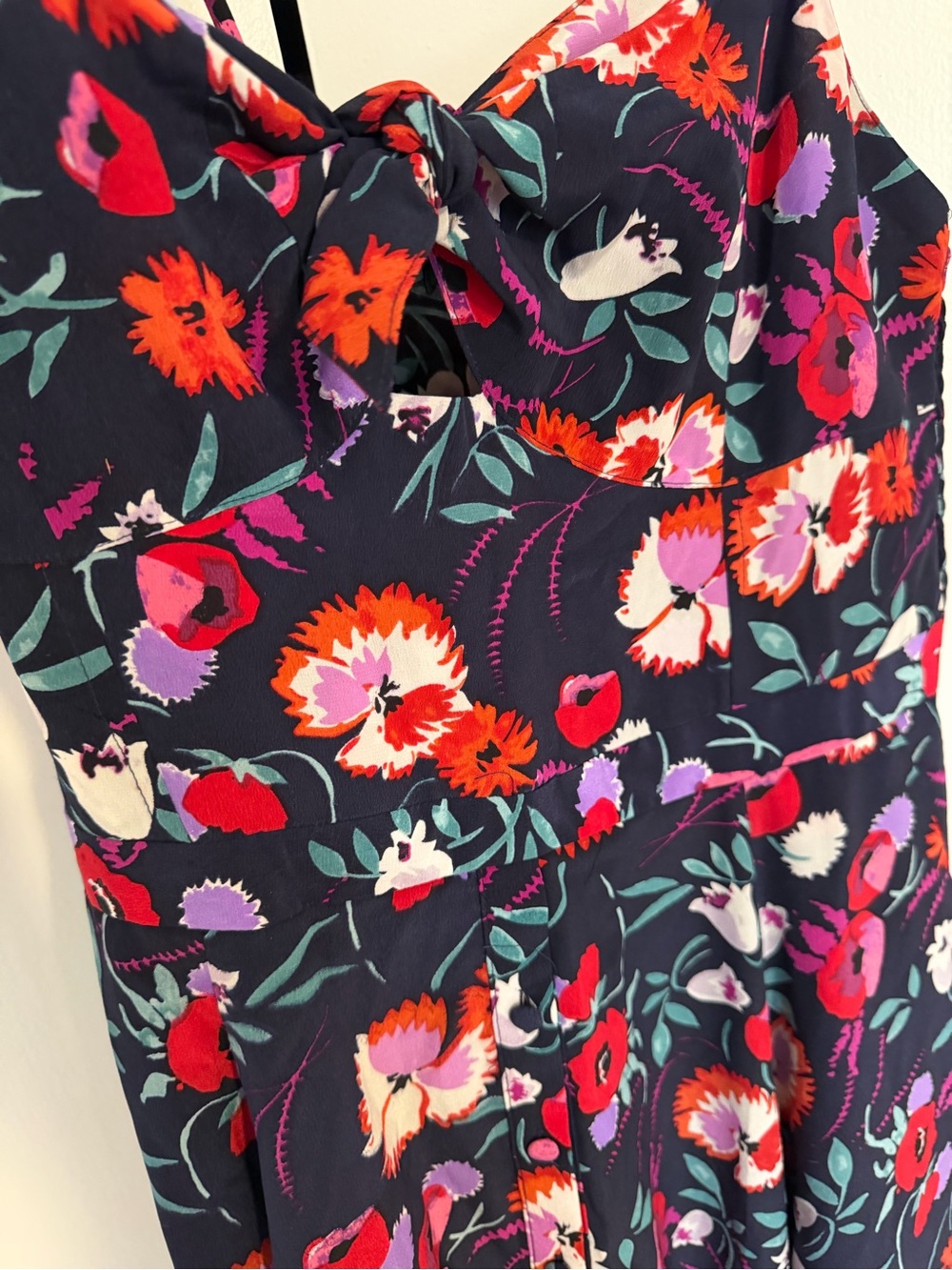 Yumi Kim Navy Floral Slip Dress with Pink & Red Blooms